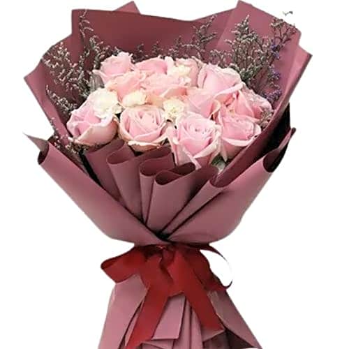 Bouquet Of Pink Roses & White Chrysanthemums view 1
