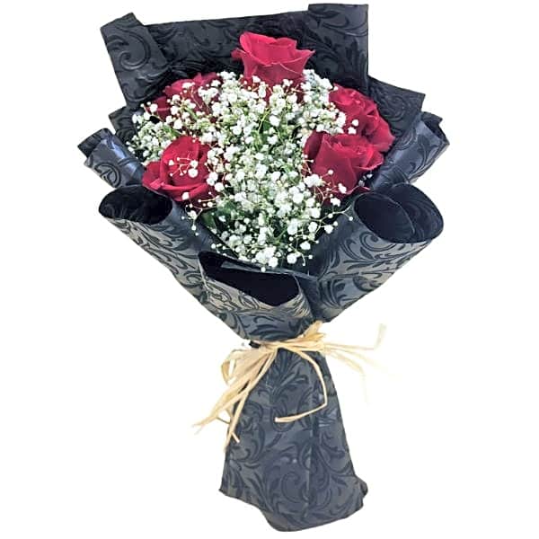Red rose bouquet with gypsum 1 view 1