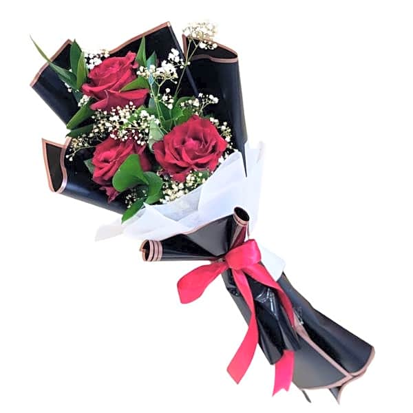 Red rose bouquet with gypsum 3 view 1