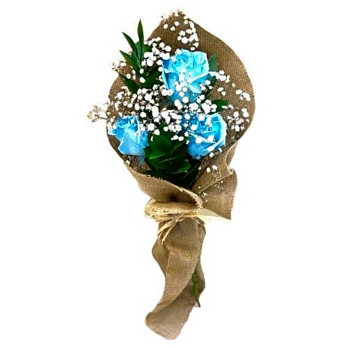 Blue rose bouquet view 1