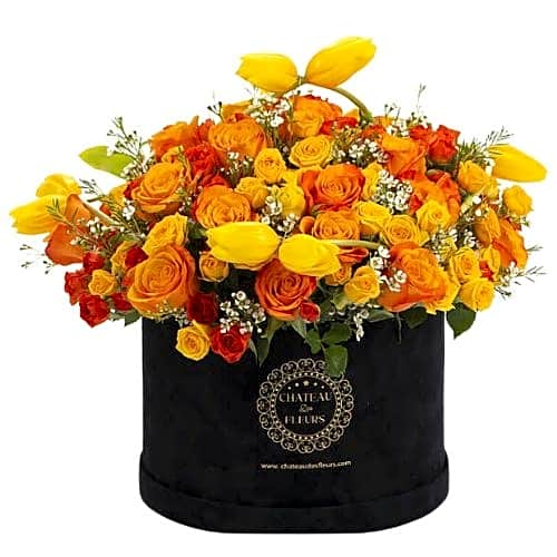 Box Arrangement Orange Rose view 1