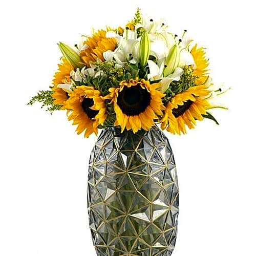 Lilly Solidago Sunflower Vase view 1