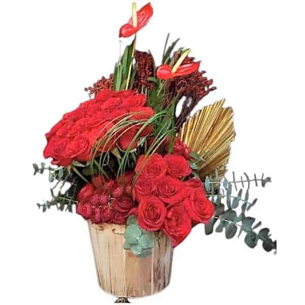 Red Rose Wood Arrangement view 1