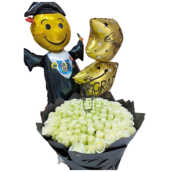 A bouquet of white roses view 1