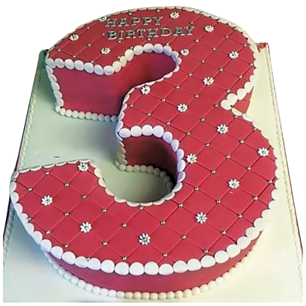 Number 3 Shaped Cake view 1