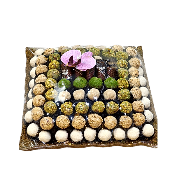 Chocolate truffles with nuts view 1