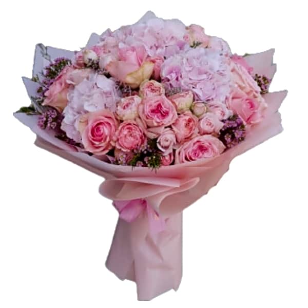 Pink Hydrangea and Roses Mix view 1