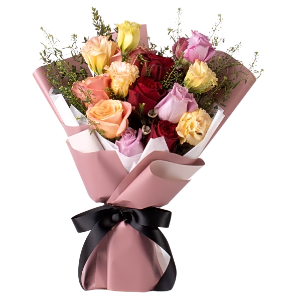 New Day Bouquet/red, yellow and pink flowers view 1