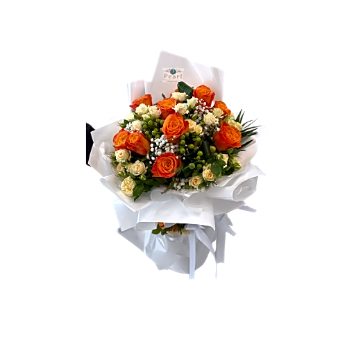 Orange and Mixed Flowers Bouqet view 1