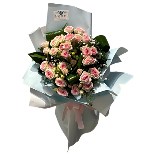 Big Pink Roses Bouqet view 1