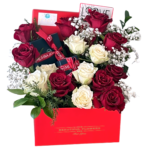 Red & White Roses Box view 1