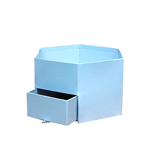 Shaped Open Blue box - With a Drawer view 1
