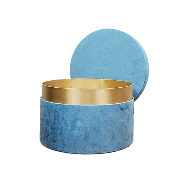 Rounded velvet luxury Coverd Blue box view 1