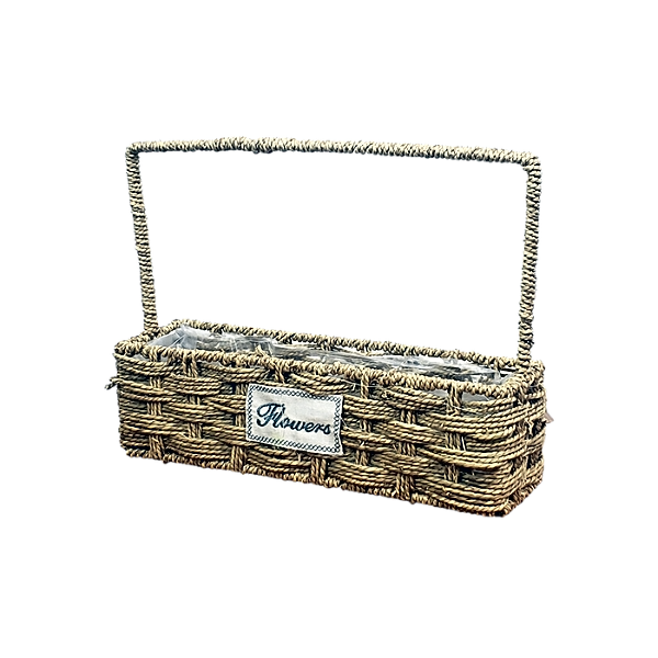 Straw Long Basket - With Handle view 1