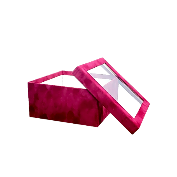 Red Velvet Square box -  With Transparent Cover view 1