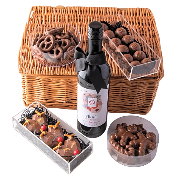 0% Organic Merlot and Chocolate Hamper by NJD view 1