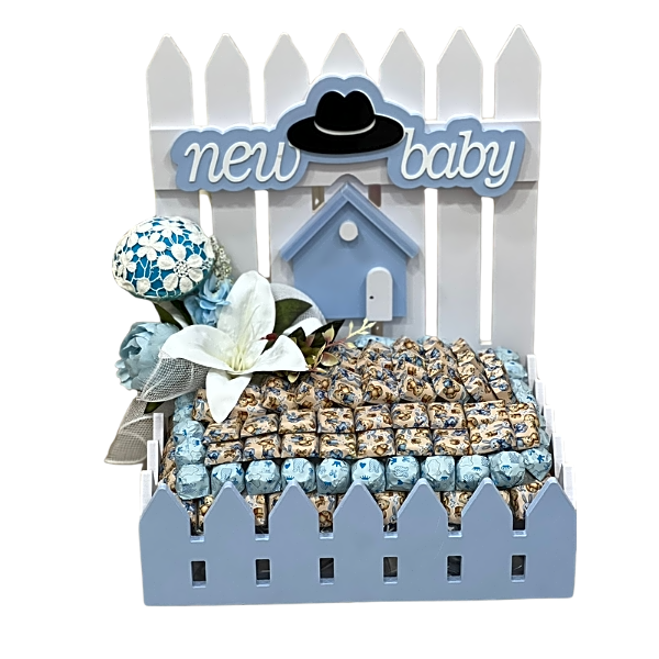 Newborn baby boy chocolate tray view 1
