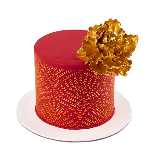 Gold leaf flower cake view 1
