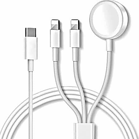 Terrifi 3 in 1 charger cable for watches and mobile phones, multi USB charging cable - Type C cable, fast magnetic view 1