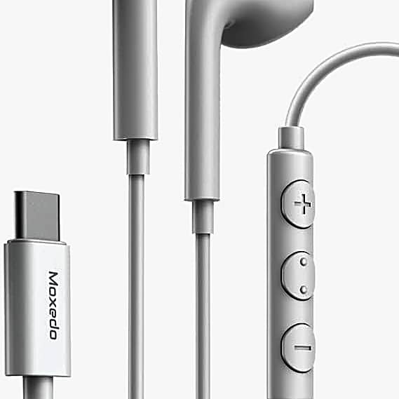 Original Apple Lightning wire headphones, white view 1