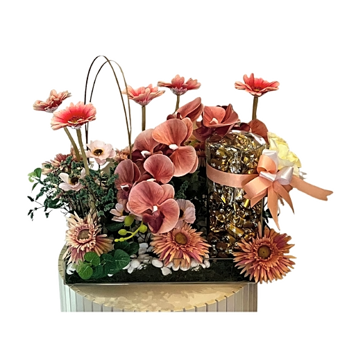 a wonderful homecoming chocolatewith flowers view 1