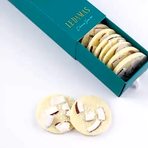 Circle white chocolate coconut view 1