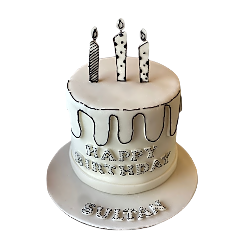 White birthday cake view 1