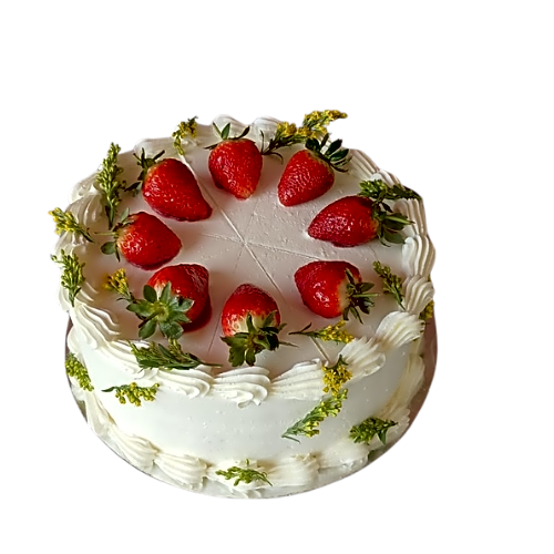 Strawberry cake with cream view 1