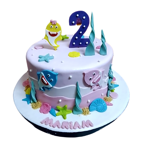 Colorful shark cake view 1