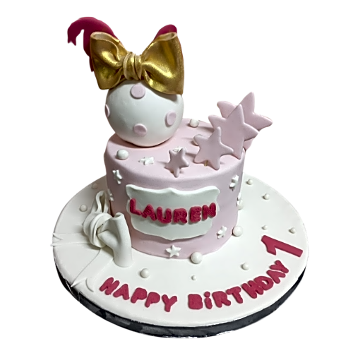 Golden bow cake view 1