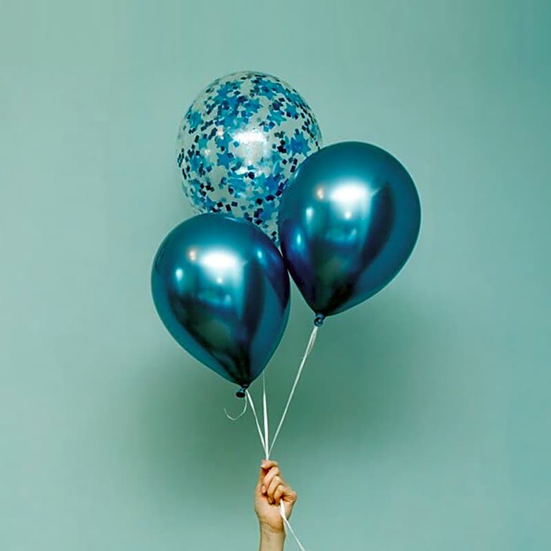 3 Blue Chrome Balloons. view 1