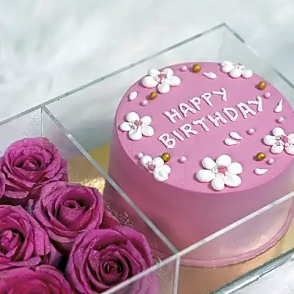 Birthday Cake with flowers view 1