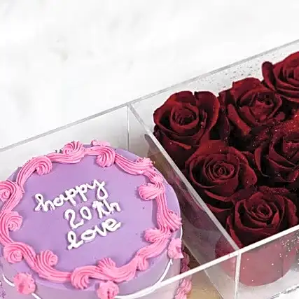 Bento Cake with flowers view 1
