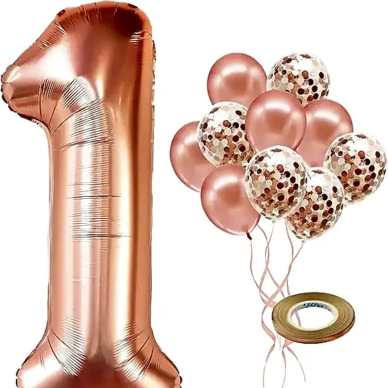 One Gold Balloon Bunch view 1