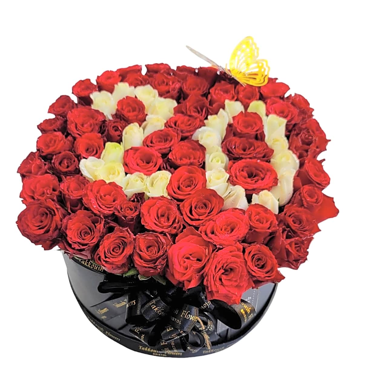 box 60 red and white  roses view 1
