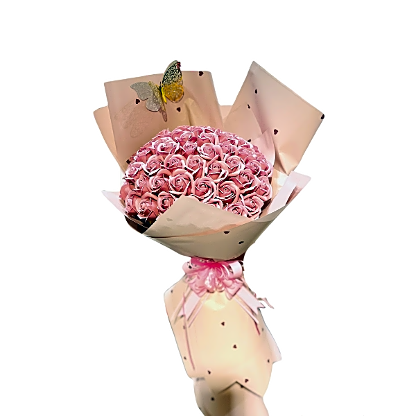 pink roses with smal butterfly view 1