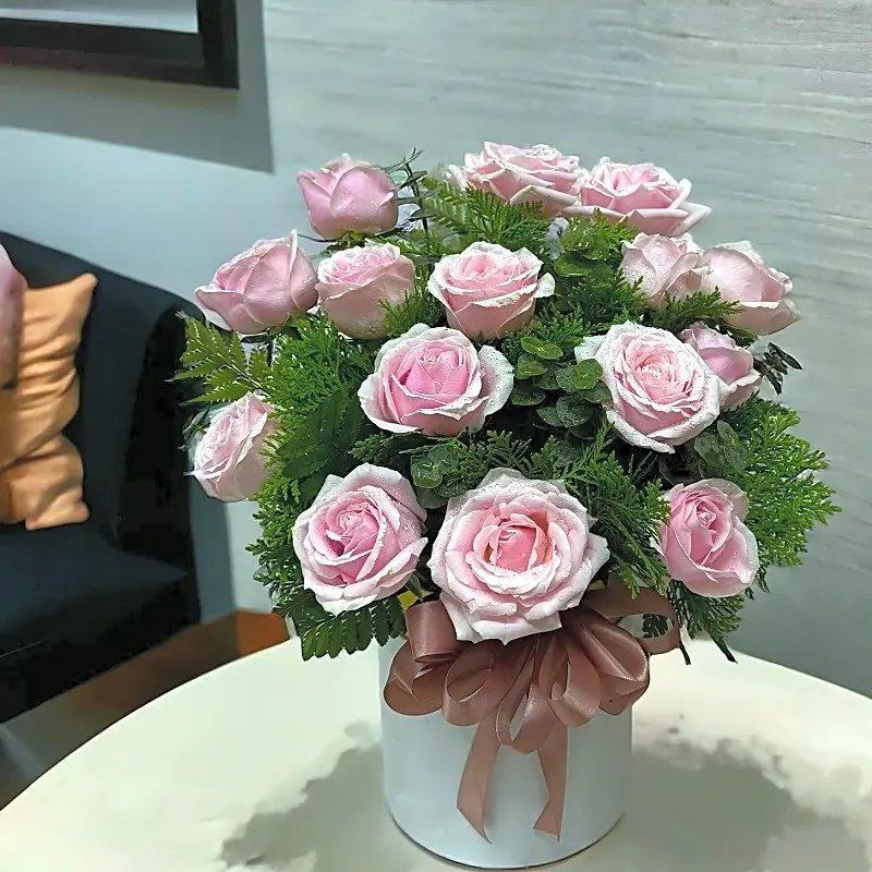 BA041 Pink Roses Box Arrangement view 1