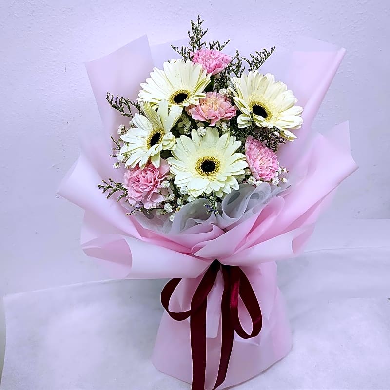 HD2004 Carnation Gerbera Hand Bouquet view 1