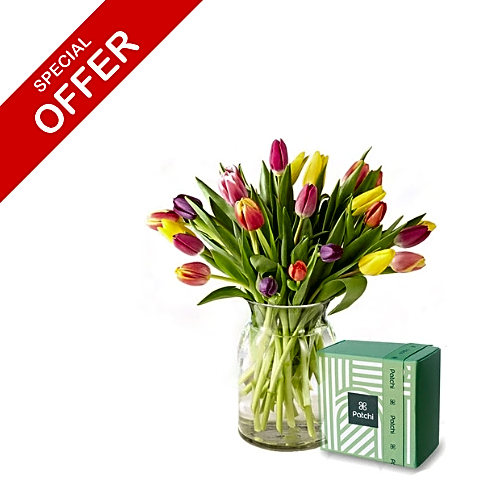Tulips Vase with Chocolate view 1