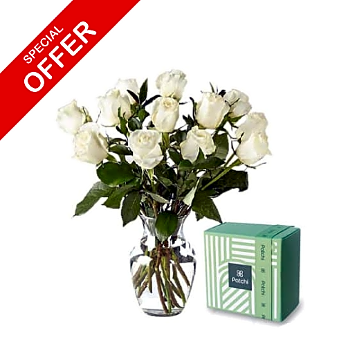 Chocolate with White Roses view 1
