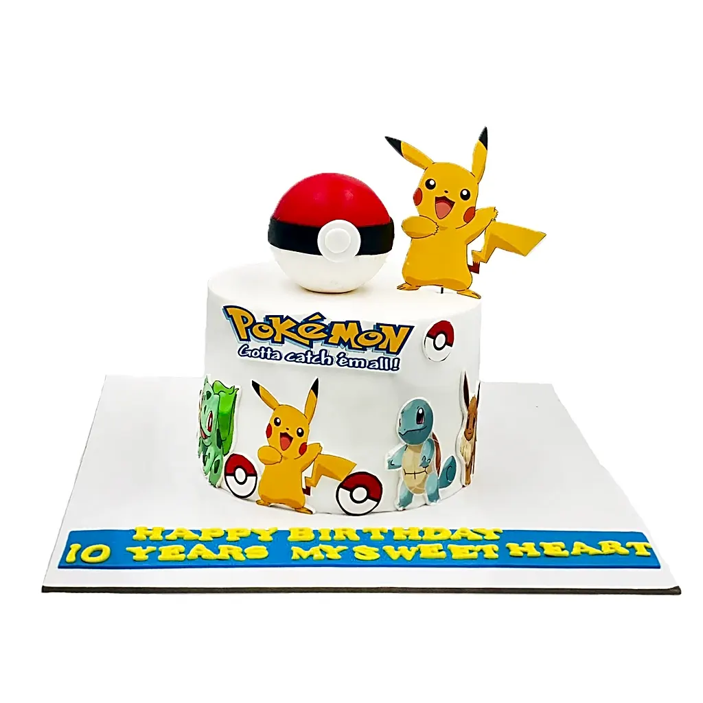 Pikachu and Pokeball Cake view 1