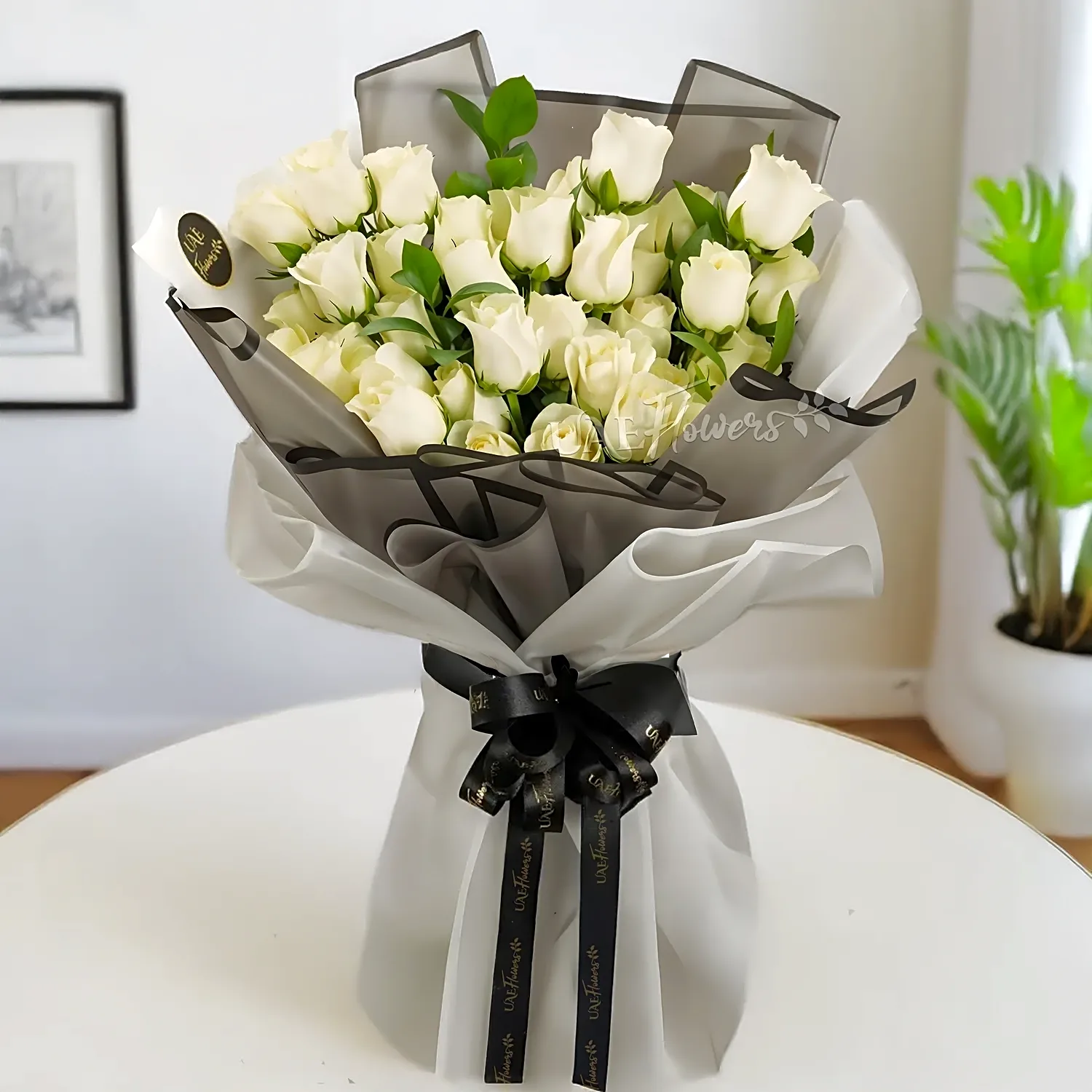white hand bouquet view 1