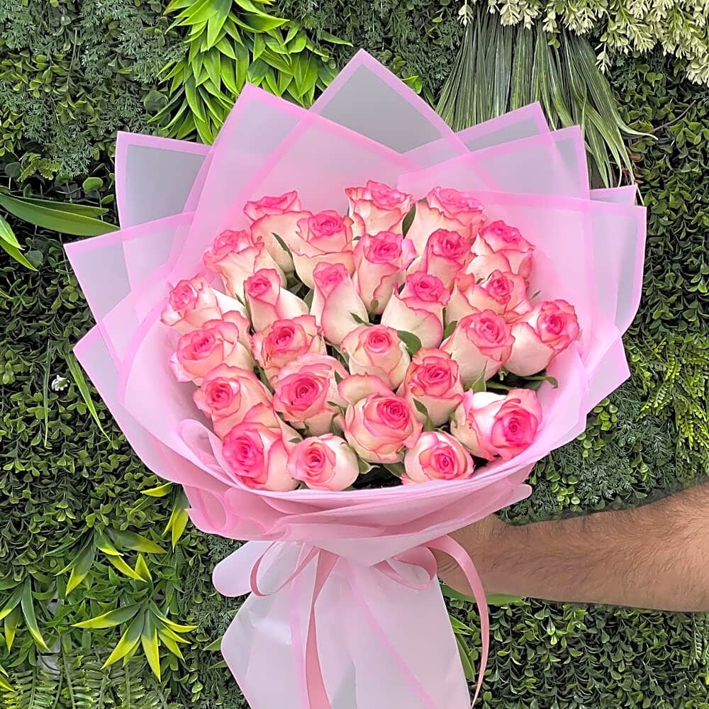 Purple rose bouquet view 1