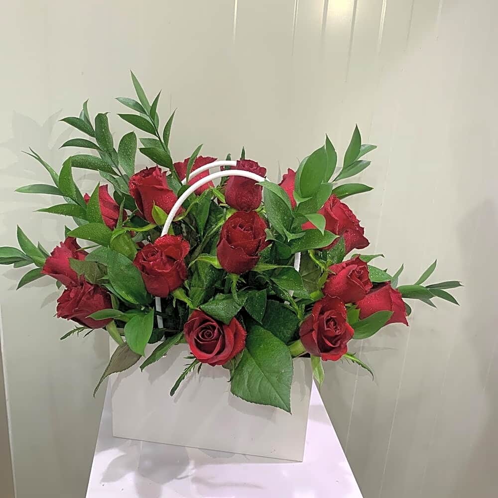 Love Bag bouquet of flowers view 1