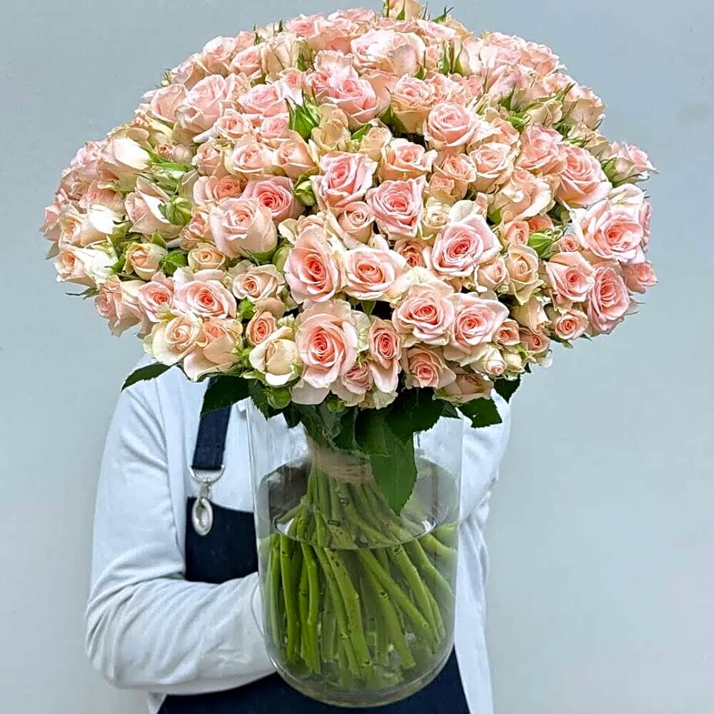 Spring vase pink flowers view 1