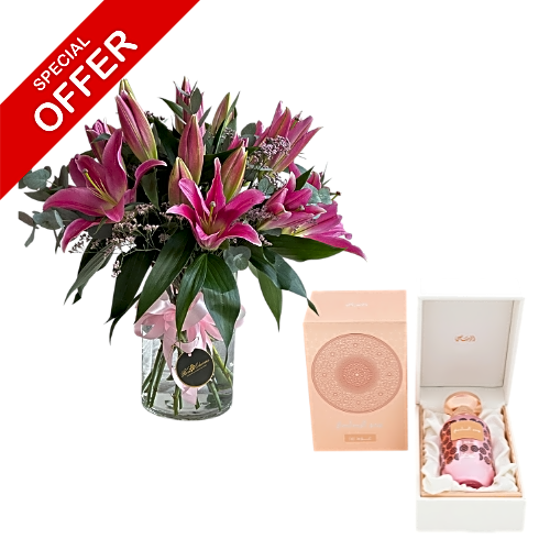 lilies vase and Lamaan - Oud Rose view 1