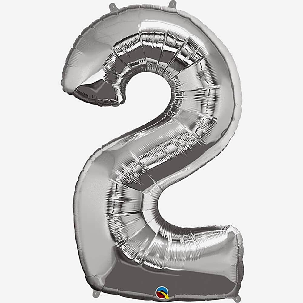 Silver Number Two Helium Balloon -5364 view 1