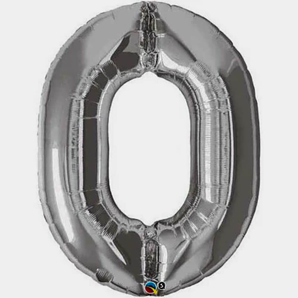 Silver Number Zero Helium Balloon - 5252 view 1
