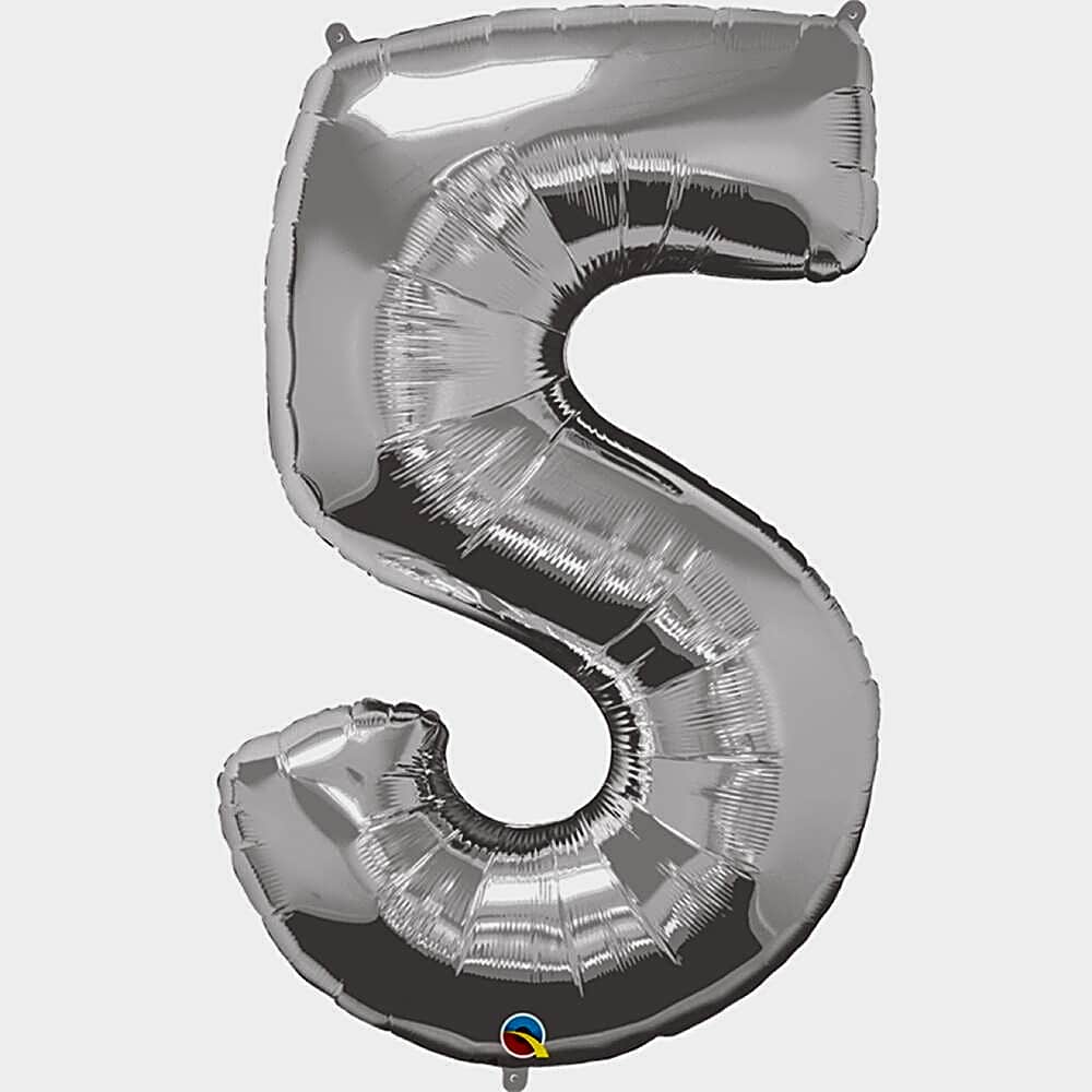 Silver Number Five Helium Balloon -5352 view 1