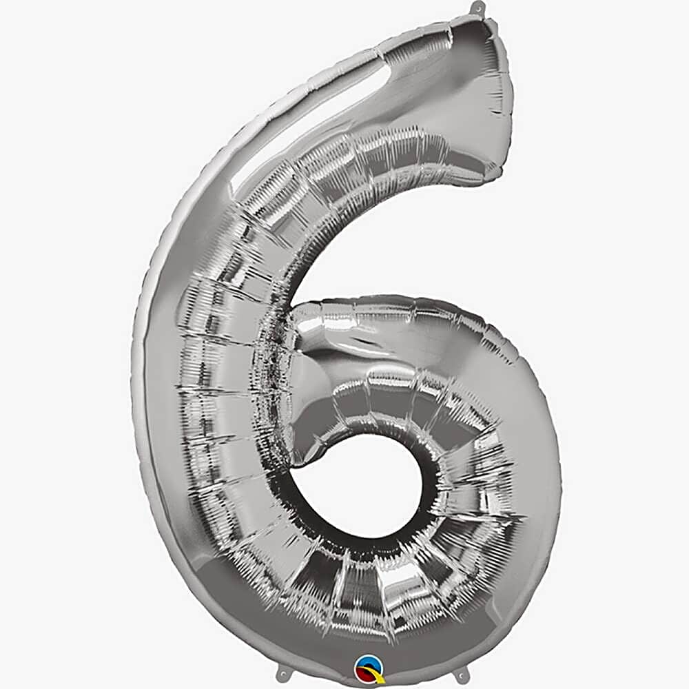 Silver Number Six Helium Balloon -5348 view 1